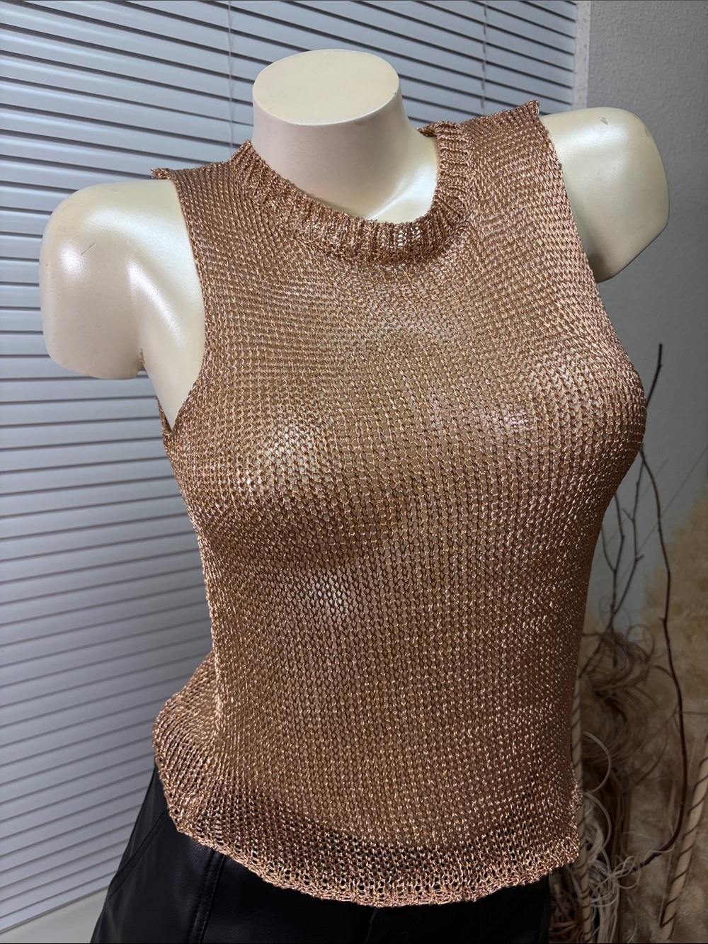 The Vintage Shop Metallic Bronze Knit Tank